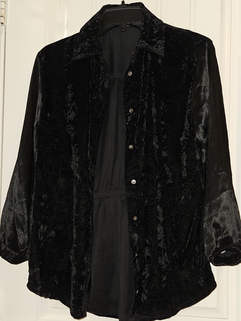 John Mark Black Velvet Button-Front Jacket